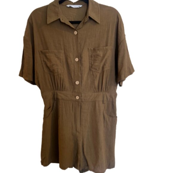 Zara Viscose Blend Short-Sleeve Romper - Size M - Picture 1 of 7